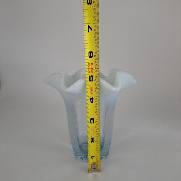 Duncan Miller Glass Canterbury Opalescent Blue Ruffled Rim Vase - Picture 3 of 14